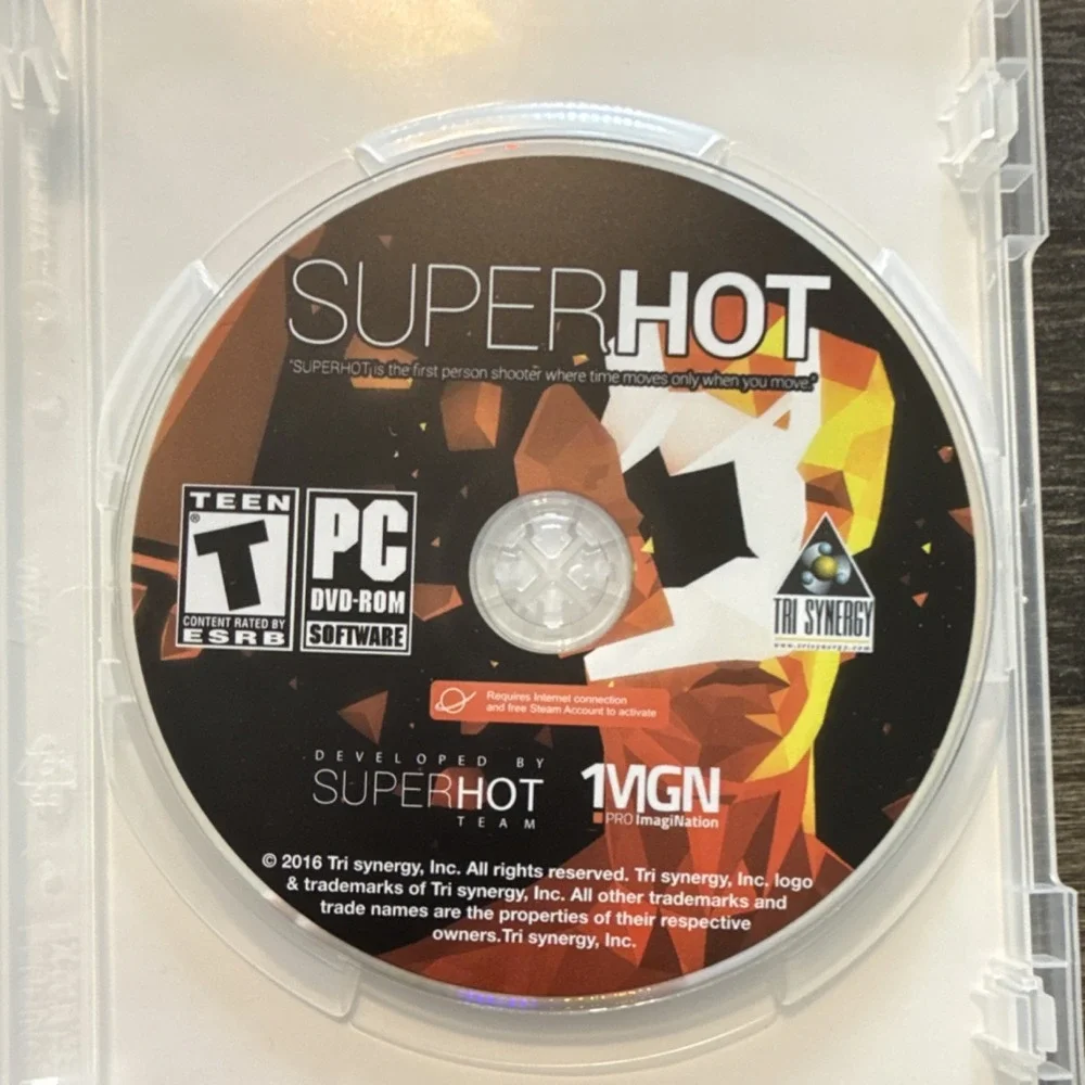 SUPERHOT PC Shooter Game DVD-ROM Manual Online Play T-Teen 2016